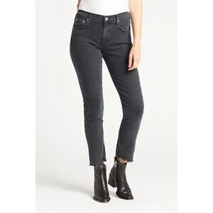 Agolde Jeans Womens‎ 29 Black Toni Slim Straight Mid Rise Stretch Frayed Hem